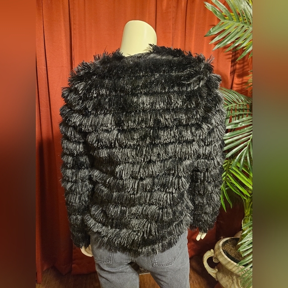 Blue Blush Black Eyelash Fringe Jacket Women's Size Small - Picture 4 of 9